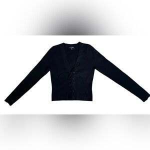 Intermix Lace-Up Ribbed Knit Top